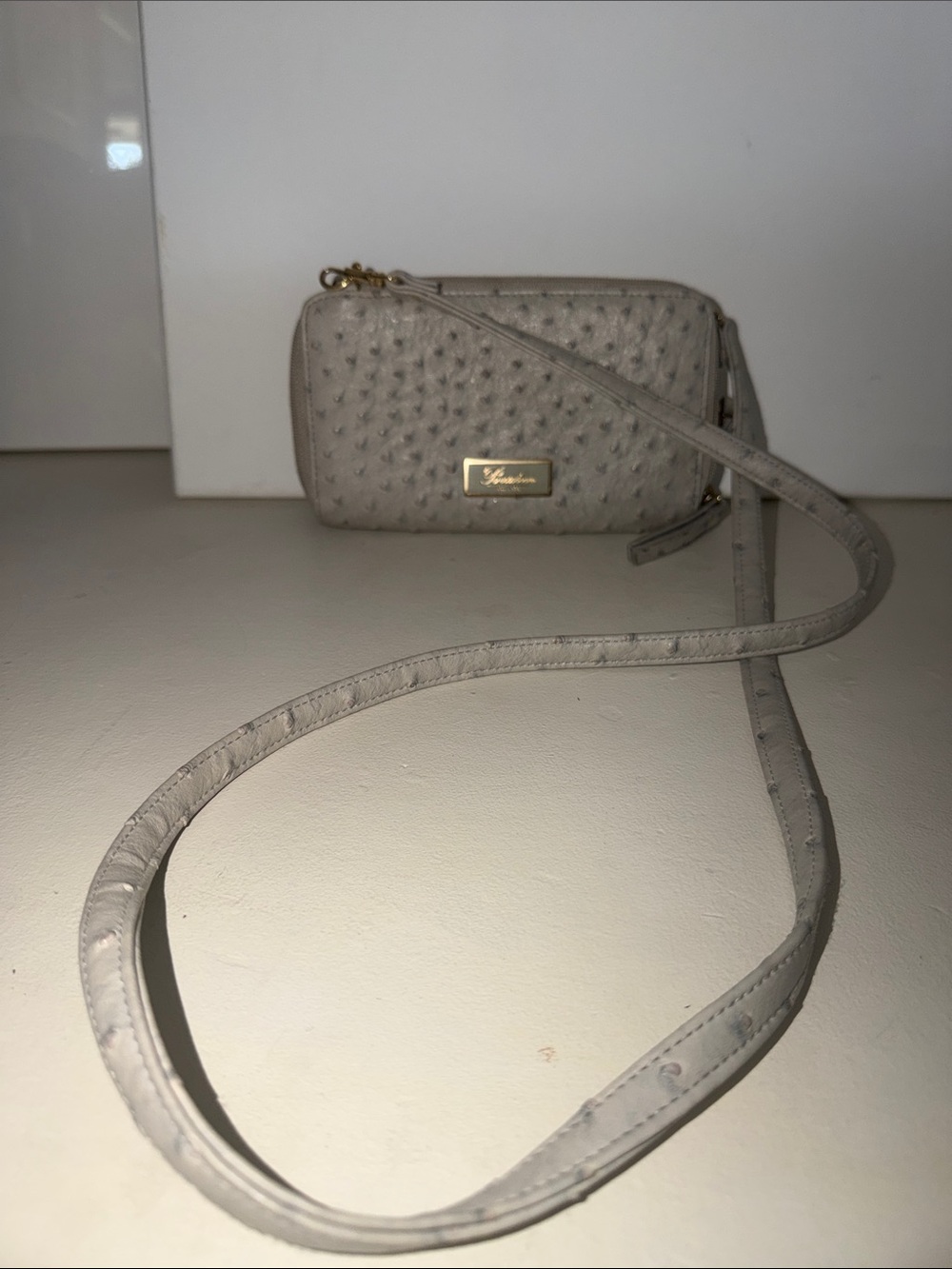 Buxton Light Gray Textured Crossbody Bag/ Wallet